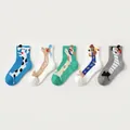 Breathable summer mesh socks for kids with cute puppy patterns in 5 assorted colors - S (Suggested Foot Length 12-15cm) / Puppy Gathering Style (1914)