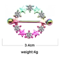 Rainbow stainless steel nipple ring with star design and sparkling zircon inlays - #3 Rainbow Star Zirconia