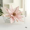 Pink artificial Christmas poinsettia with gold glitter detail and 26cm diameter size - 26cm / Light Pink