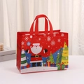 Detail of red Christmas non-woven gift bag with Santa Claus and festive prints - 8002-3 Red Santa Claus Design