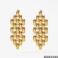 Polierte goldene Edelstahl-Ohrringe im geflochtenen Ketten-Design mit Anhänger - Gold (KDE2583)