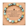 Handmade pink zebra stone heart bracelet on a Happy 18th Birthday gift card - A01 Green Yellow Stone Heart Birthday With Card