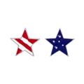 Asymmetric USA flag earrings with red stripes and blue star patterns for women - Style 60-Asymmetric Star and Stripes Pentagram Studs