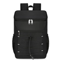 Mochila térmica negra de tela Oxford con tiras reflectantes y bolsillos laterales de malla - Negro