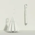 White inverted umbrella with C-shaped hands-free handle and minimalist perforated fabric - Cardamom Green - Automatic Inverted