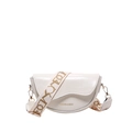 White retro saddle shoulder bag with wide pattern strap and golden hardware - White