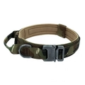 Tactical camouflage nylon dog collar with metal quick-release buckle and padded lining - Camouflage