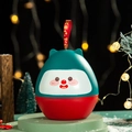 Scatola regalo di Natale a forma di uovo rossa e verde con viso di pupazzo di neve e nastro - Scatola di Mele di Natale / Bambola di Neve di Natale - Verde