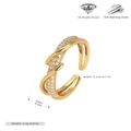 Vista dettagliata dell'anello in argento 925 con zircone 5A e finitura in oro - Aperto Regolabile / Argento 925 placcato oro giallo