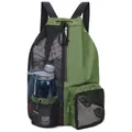 Armeegrüner Kordelzug-Rucksack mit Netzgewebe, Nassfach und seitlichem Trinkflaschenhalter - Grün