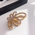 Pince à cheveux élégante en acétate marron et métal doré en forme de fleur - Petit-7cm / Marron