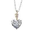 Minimalist silver heart necklace featuring a radiant yellow cubic zirconia pendant - White Rhinestone Style (With Chain)