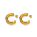 Minimalist 18K gold plated stainless steel C-shaped chunky hoop earrings for women - Gold