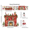 Größentabelle für Weihnachts-Wandtattoos Set mit detaillierten Maßen und Layouts - Schneemann mit Gestreiftem Hut (UV24Y12677T_R)