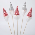 Five-piece Christmas gnome felt picks set with red and grey knitted hats for flower bouquets - Felt Hat Gnome 5Pcs/Pack