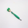 Creative green cartoon plush stylus ballpoint pen with striped tie and smiley face design - Dark Green