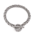 Mens stainless steel multi-layer punk chain bracelet with a polished silver OT toggle clasp - Multi-circle Braided OT Clasp Style (KB143966-Z)