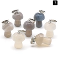 Mini 2cm natural stone mushroom pendants with metal clasps in gray and blue tones - Grey Agate (1pc)