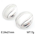 Pendientes ovalados de acero inoxidable plateado pulido de 24x21mm con acabado metálico - Color Acero (KE114492-KFC)
