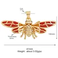 Roter Insekten-Anhänger mit Emaille und weißen Zirkonia, Maße 41mm x 14mm - Rote Flügel Zikade