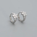 Funkelnde S925 Sterling Silber Blumen Ohrringe mit klaren Zirkonsteinen für Frauen - 925er Silber / Weißgold