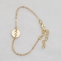 Gold chain bracelet with round pendant featuring number 2 engraving and lobster clasp - Gold S