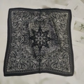 Square paisley silk scarf with black and white symmetrical patterns in classic finish - Seven-star Cashew Black Small Square Scarf/silk Scarf / 65