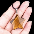Tiger eye stone pentagram star pendant with natural gold and brown striped texture - 30mm Tiger's Eye