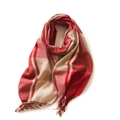 Red and beige plaid faux cashmere scarf with soft tassels for winter warmth - Red