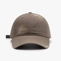 Cappellino da baseball marrone scuro in cotone lavato con dettagli vintage - Cachi