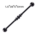 Black industrial barbell piercing 1.6x38x5x5mm in durable stainless steel finish - Black - 5 Balls Shape