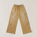 Vintage ginger wide-leg cargo pants with drawstring waist and multi-pocket utility design - XS / Steppe Brown