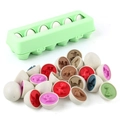 Educational dinosaur shape matching eggs set with green tray for toddler learning - 12pcs Dinosaurs - Yellow Egg Crate