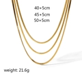 Three gold 18k stainless steel snake chain necklaces in 40cm 45cm 50cm sizes - Gold Three-layer Snake Chain Necklace (TN3387)