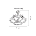 Elegant rhinestone crown brooch with cross detail and dimensions 4.4cm by 3.7cm - Crown Style 5 (Silver)