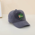 Close-up of T-Rex dinosaur embroidery on dark grey cotton twill kids baseball cap - 52CM(2-6 Years) / Navy Blue