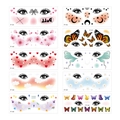 Waterproof face tattoo stickers featuring hearts, stars and butterflies in 10 varied designs - Complete Painted Face Sticker Set (FF031-040)