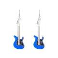 Orecchini creativi a forma di chitarra elettrica in stile punk blu e argento - Orecchini Stile Chitarra Elettrica Blu (M-801)