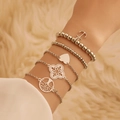Fünfteiliges silbernes Charm-Armband-Set mit Anker-, Herz- und Lebensbaum-Anhängern - 5-teiliges Armband-Set (Silber 9273)