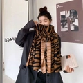 Thick faux cashmere leopard print long scarf with brown and black animal texture pattern - 14# Brown Black Tiger
