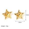 Detail view of 18K gold plated layered star earrings with 2.8cm size measurements - Double Layered 3D Gold Star / Gold