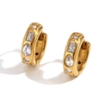 Chunky 18K gold plated hoop earrings with diverse white zircon stone settings - Geometric Water Drop Zircon Ear Hoop - Gold - White