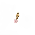 Detailed macro view of a golden spiral hair ring with a glossy pink resin butterfly pendant - Regular Spiral / Pink
