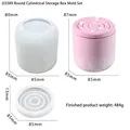Moule boîte de rangement cylindrique D3389 en résine effet marbre de 85mm diamètre - Moule de Boîte de Rangement Cylindrique Géométrique