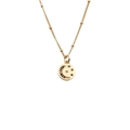 Golden moon and star pendant necklace with colorful zircons on a beaded chain for women - Style 0004 Bead Chain