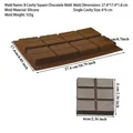 Detailed view of the 8-cavity brown silicone chocolate mold with precise grid measurements - 8-Cavity 6-Grid Square (103g)