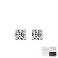 Pair of S925 sterling silver moissanite stud earrings with official GRA certification - Silver
