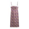 Elegante paarse jacquard midi-jurk met gouden bloemenpatronen en witte bies - XS / Lichtpaars
