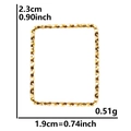Textured gold square pendant in 18k plated stainless steel with size and weight info - Rectangle-S1517 / Gold