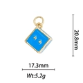 Detailed view of blue enamel square pendant with dimensions 20.8mm by 17.3mm - Blue Cube Dice (DZ-141)